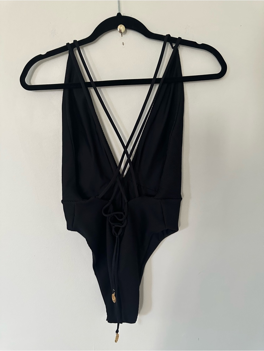 Lully Fama Women’s Black Deep V One-Piece Swimsuit